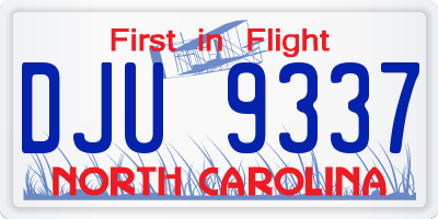 NC license plate DJU9337