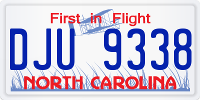 NC license plate DJU9338