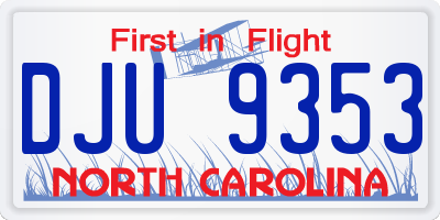 NC license plate DJU9353