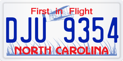 NC license plate DJU9354