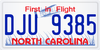 NC license plate DJU9385