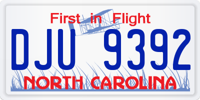 NC license plate DJU9392