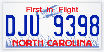 NC license plate DJU9398