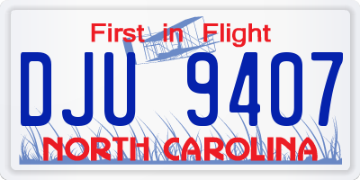 NC license plate DJU9407