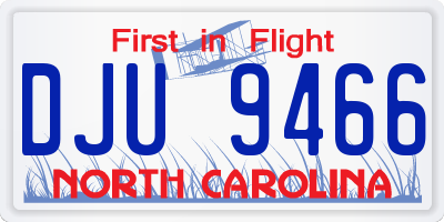 NC license plate DJU9466