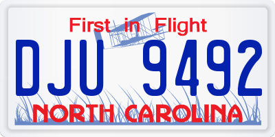 NC license plate DJU9492