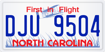NC license plate DJU9504
