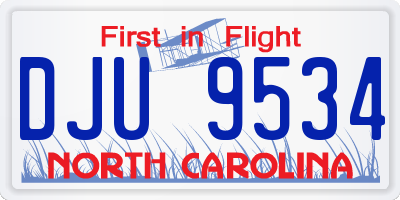 NC license plate DJU9534