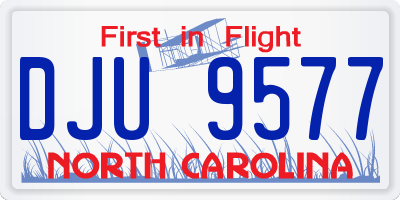 NC license plate DJU9577