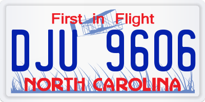 NC license plate DJU9606
