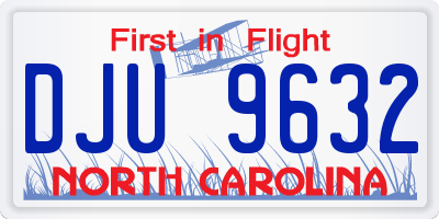 NC license plate DJU9632