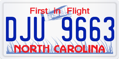 NC license plate DJU9663
