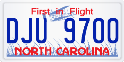 NC license plate DJU9700