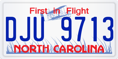 NC license plate DJU9713