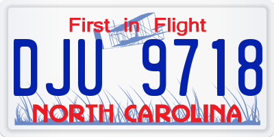 NC license plate DJU9718