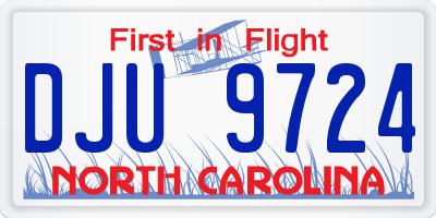 NC license plate DJU9724