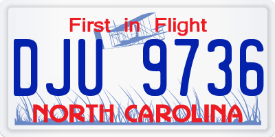 NC license plate DJU9736