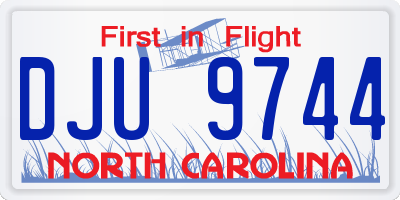 NC license plate DJU9744