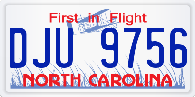 NC license plate DJU9756