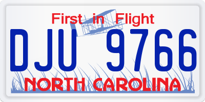 NC license plate DJU9766