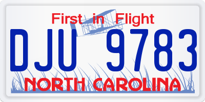 NC license plate DJU9783