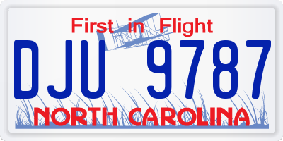NC license plate DJU9787