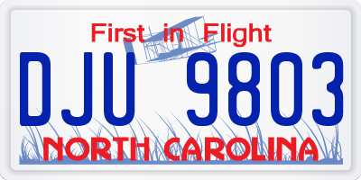 NC license plate DJU9803
