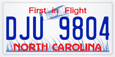 NC license plate DJU9804