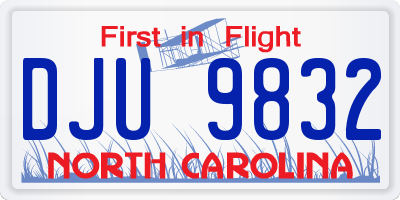 NC license plate DJU9832