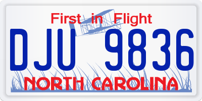 NC license plate DJU9836