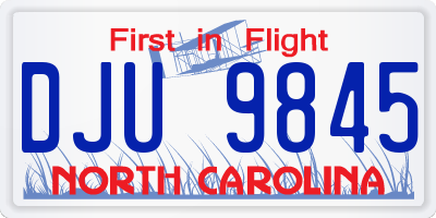 NC license plate DJU9845