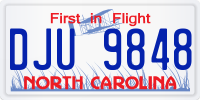 NC license plate DJU9848