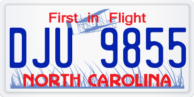 NC license plate DJU9855