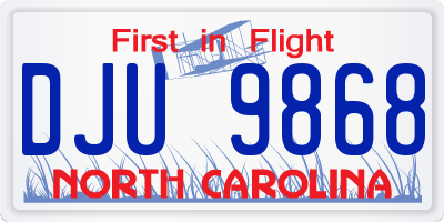 NC license plate DJU9868