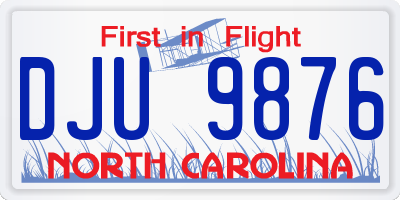 NC license plate DJU9876