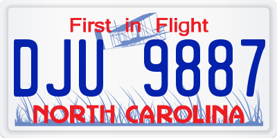 NC license plate DJU9887