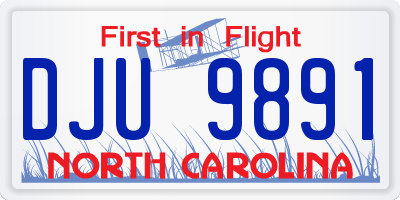 NC license plate DJU9891