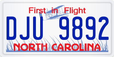 NC license plate DJU9892