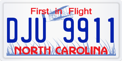 NC license plate DJU9911