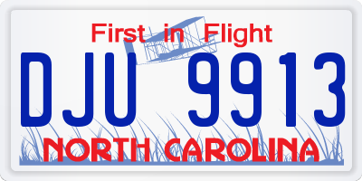NC license plate DJU9913