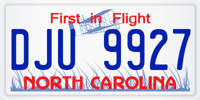 NC license plate DJU9927