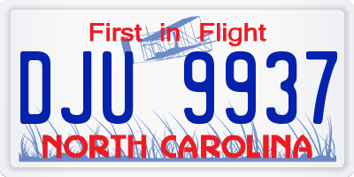NC license plate DJU9937