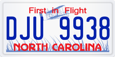 NC license plate DJU9938