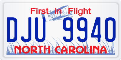 NC license plate DJU9940