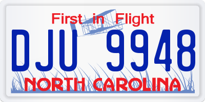 NC license plate DJU9948