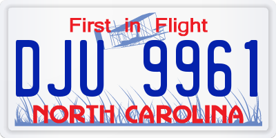 NC license plate DJU9961