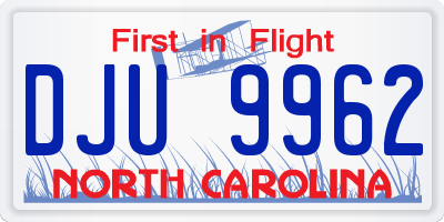 NC license plate DJU9962