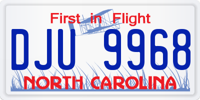 NC license plate DJU9968