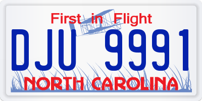 NC license plate DJU9991