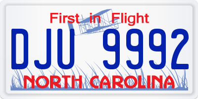 NC license plate DJU9992